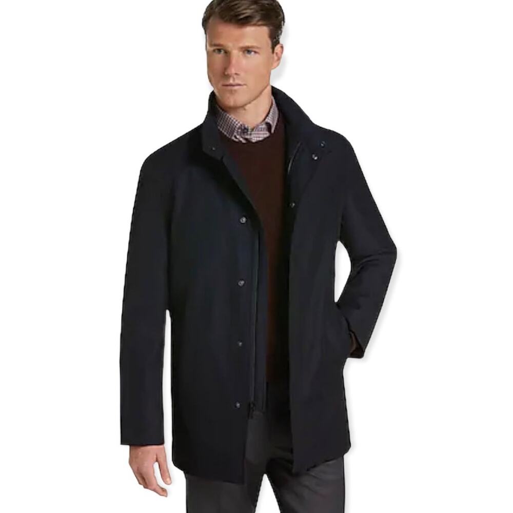 Jos. A. Bank Traveler Insulated Nylon Men's Overcoat 46R Black Wind Rain Travel